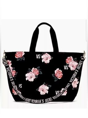 Victoria’s Secret Black Floral Roses Weekender Bag
